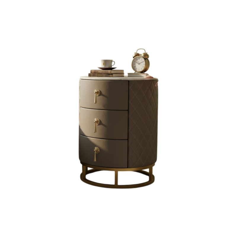 LuxeMarble 3-Drawer Side Table