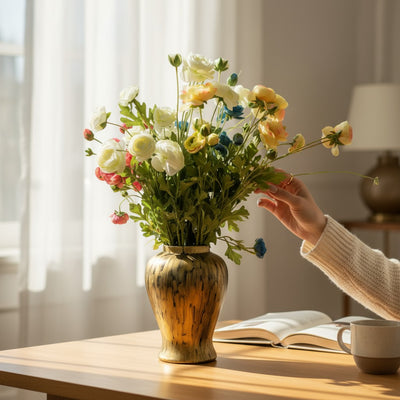 Crimson Aura Ceramic Floral Vase
