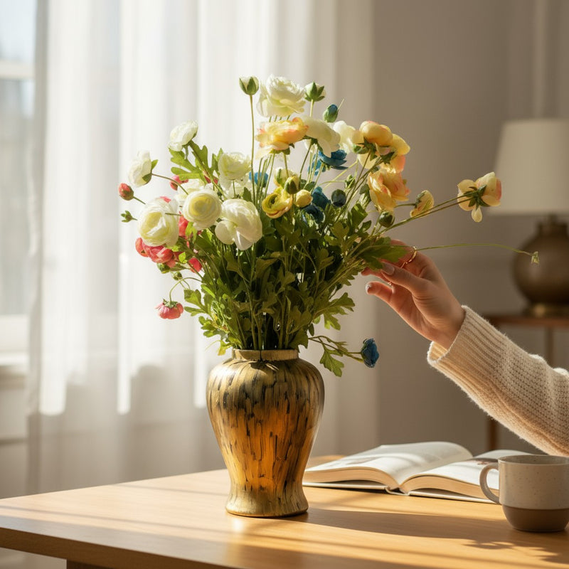 Crimson Aura Ceramic Floral Vase