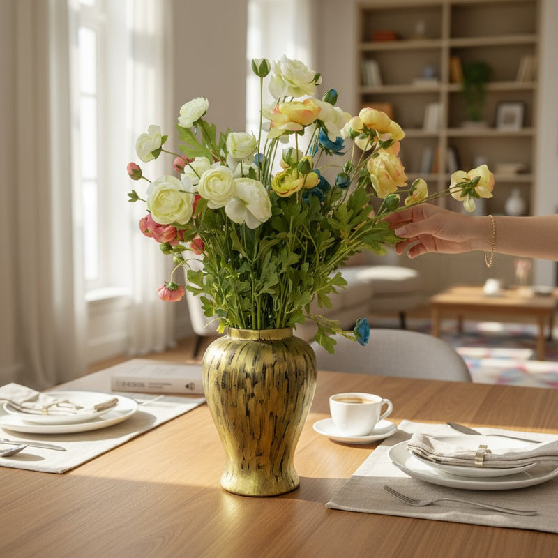 Crimson Aura Ceramic Floral Vase