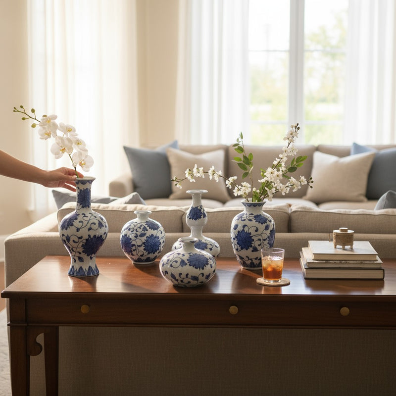 Azure Bloom Ceramic Pottery Set – 5 Pieces