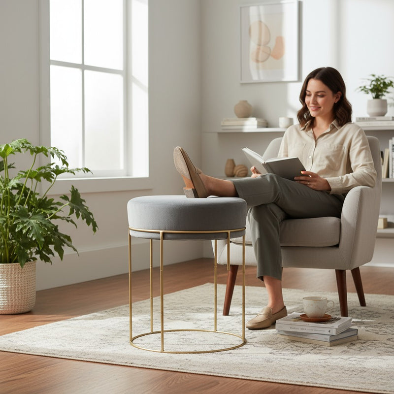 TitaniumEdge Modern Velvet Stool