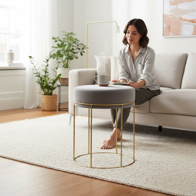 TitaniumEdge Modern Velvet Stool