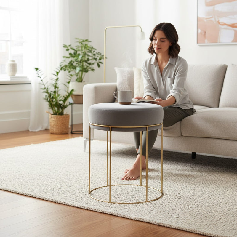 TitaniumEdge Modern Velvet Stool