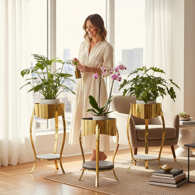 Luxe Modern SS Coffee Tables with Ceramic Top