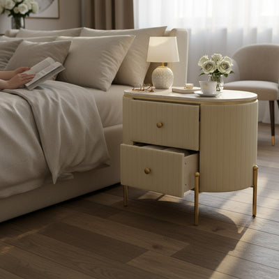 MarbleEdge 2-Drawer Side Table