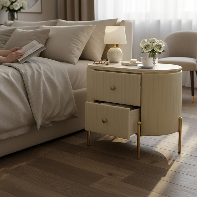 MarbleEdge 2-Drawer Side Table