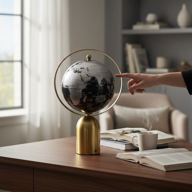 Twin Orbit Brass Decorative Globes