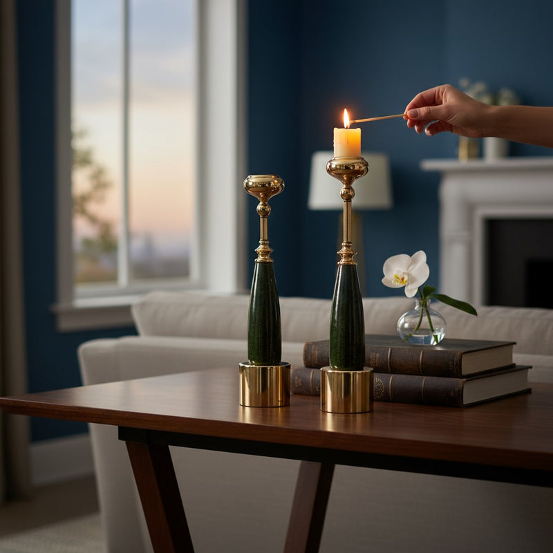 Obsidian Rise Candle Holder Pair