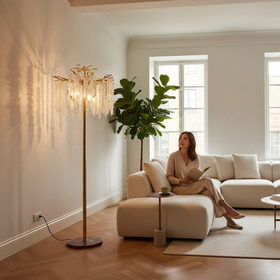 Aurum Éclat Modern Heavy Crystals Floor Lamp