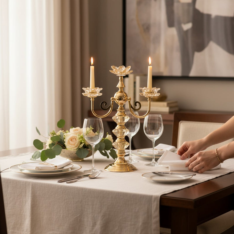 Regal Crystal & Metallic Candle Column