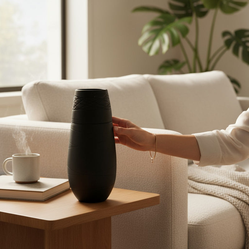 Golden Leaf Artisan Ceramic Vase