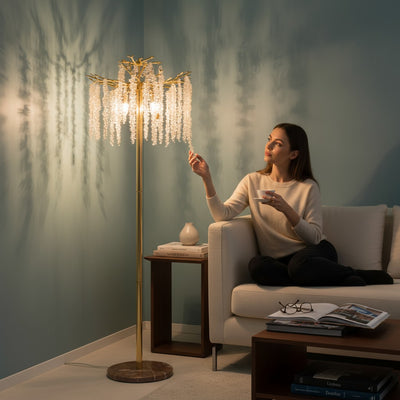 Aurum Éclat Modern Heavy Crystals Floor Lamp
