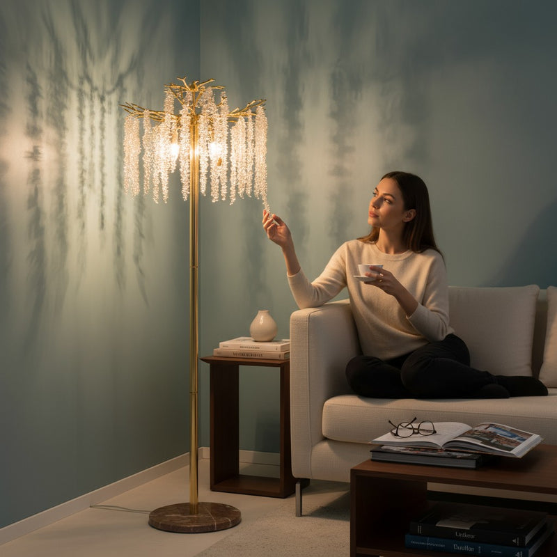 Aurum Éclat Modern Heavy Crystals Floor Lamp
