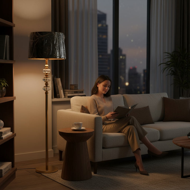 Lumine Modern Metallic Crystal Floor Lamp