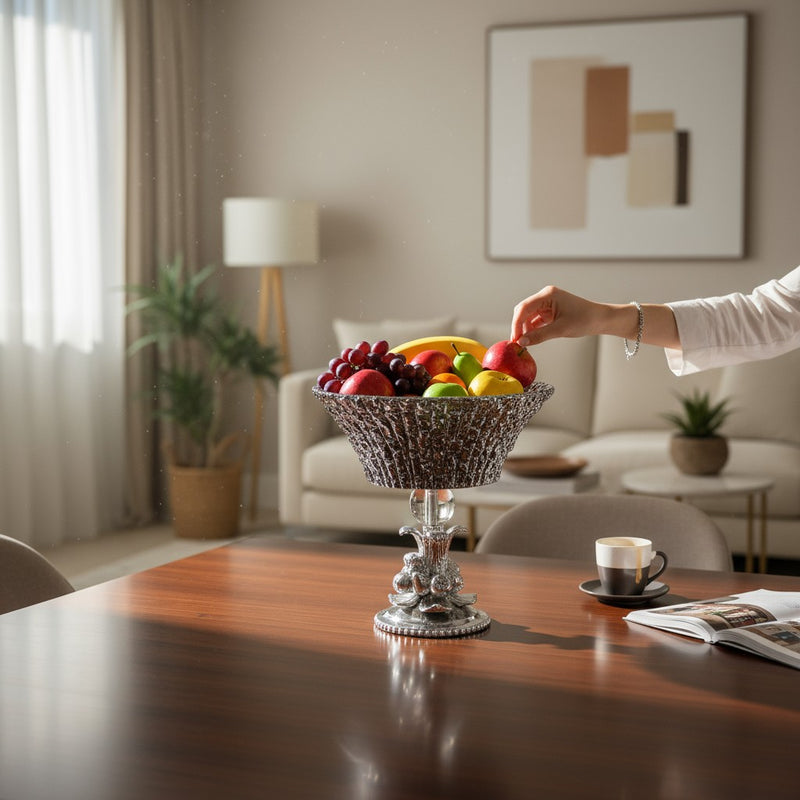 Obsidian Luxe Modern Heavy Glass Grey Bowl