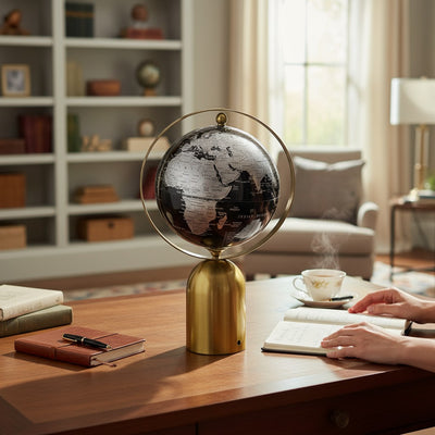 Twin Orbit Brass Decorative Globes