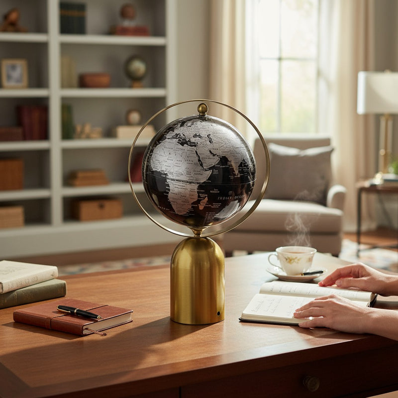 Twin Orbit Brass Decorative Globes