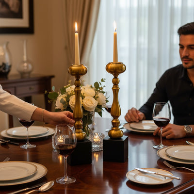 Aeris Sculpted Vintage Brass Candle Stand