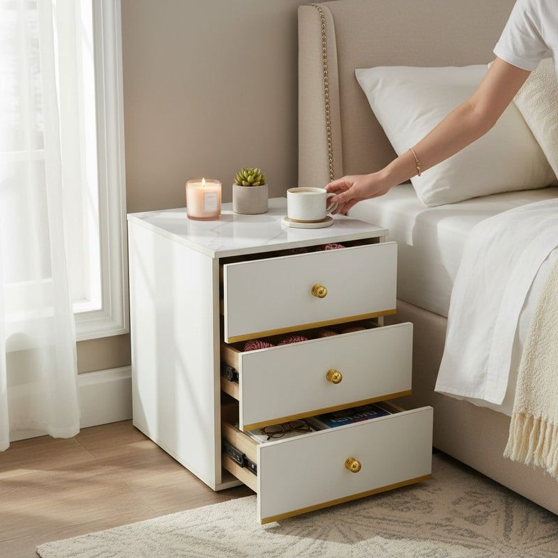 AuroraGold 3-Drawer Side Table