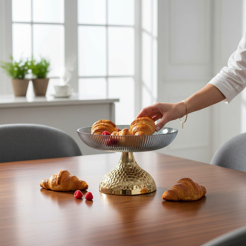Azure Crest Modern Blue Glass Bowl