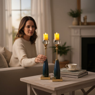 Crystal Crest Vintage Marble and Metallic  Candle Stand