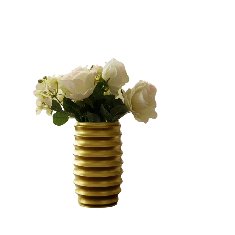 Verdant Haven Gold Ceramic Vase