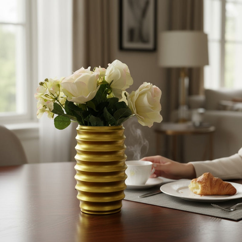 Verdant Haven Gold Ceramic Vase