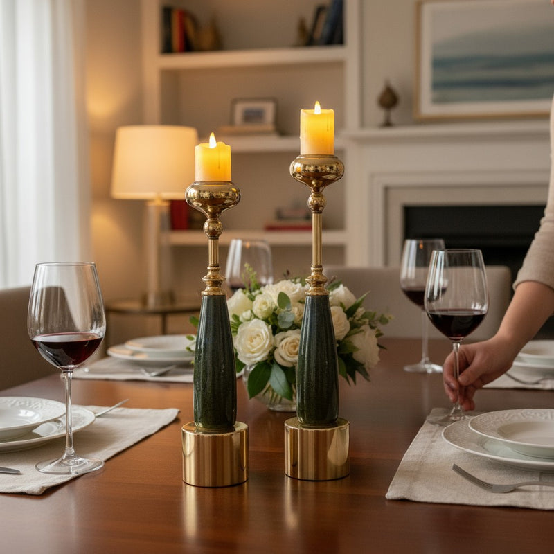 Obsidian Rise Candle Holder Pair