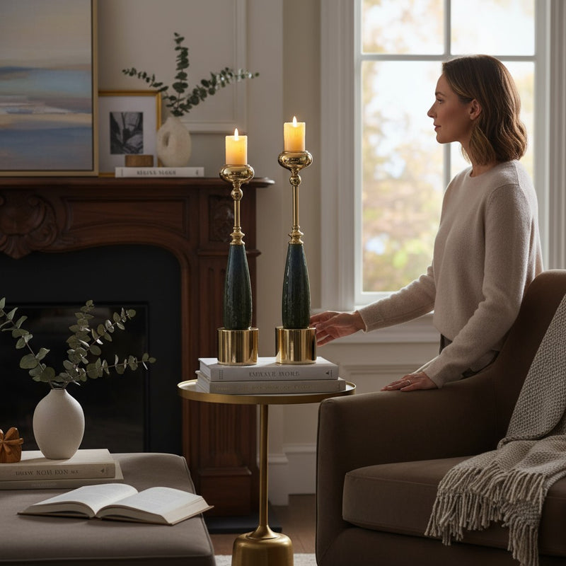 Obsidian Rise Candle Holder Pair