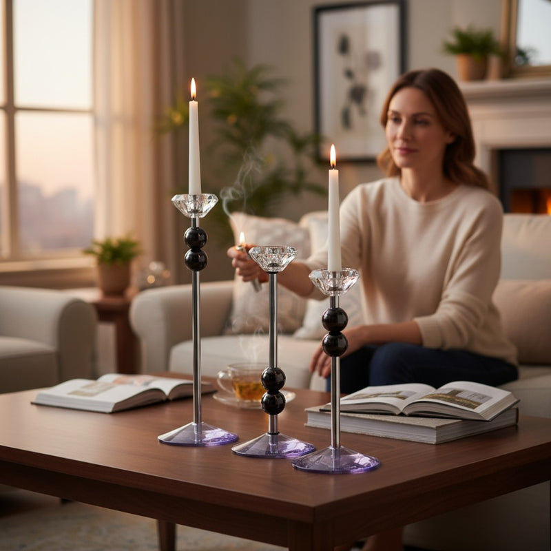 Modern Aurora Crystals Candle Holders