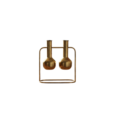 Twin Elegance Gold Vase Stand