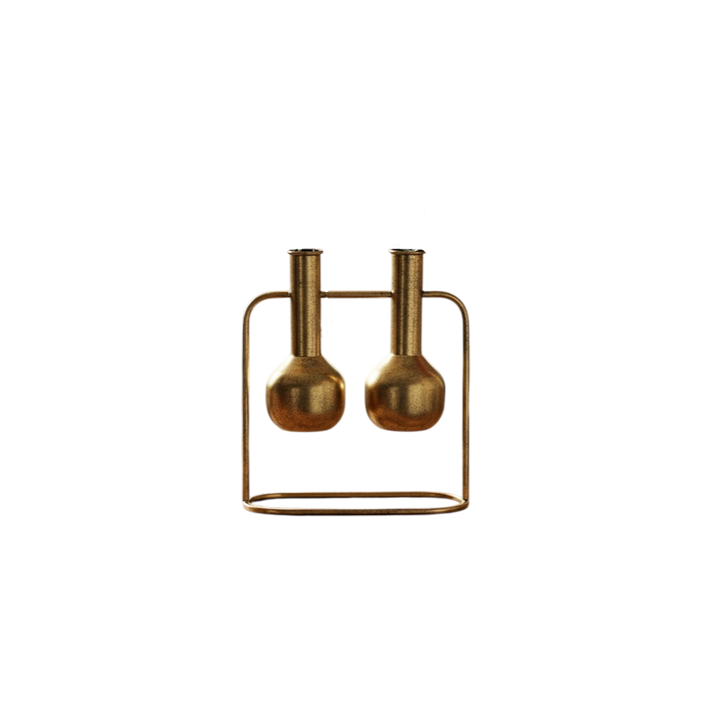 Twin Elegance Gold Vase Stand