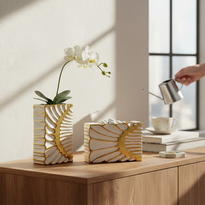 Opal Crest Ceramic Vase (Pair)