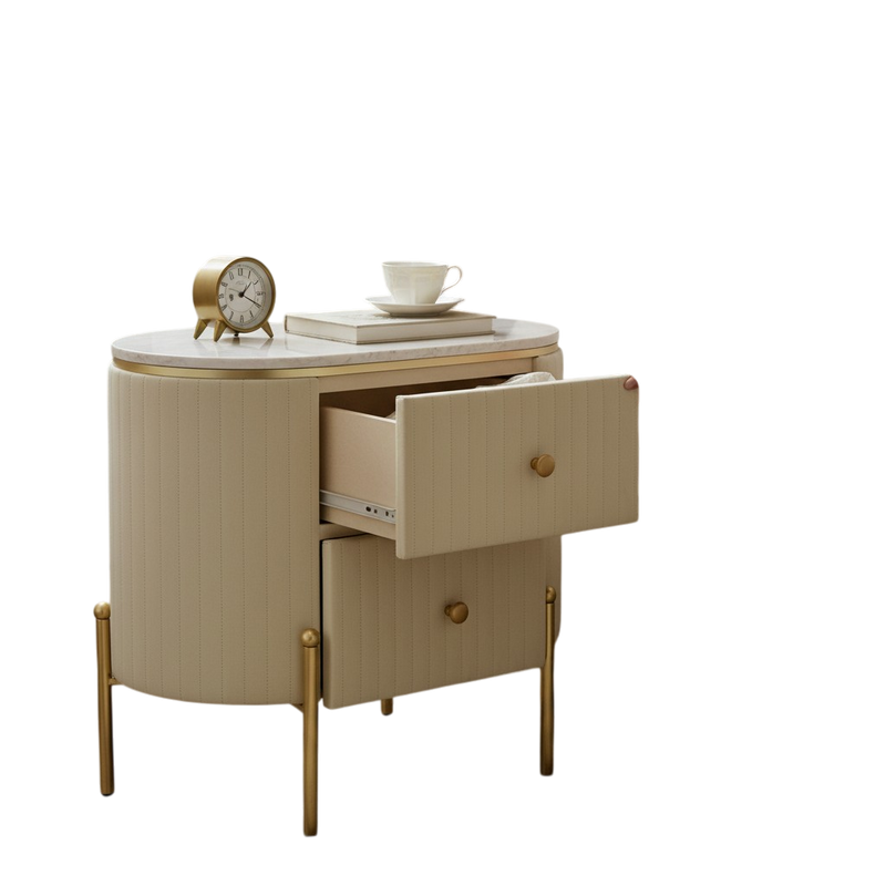 MarbleEdge 2-Drawer Side Table