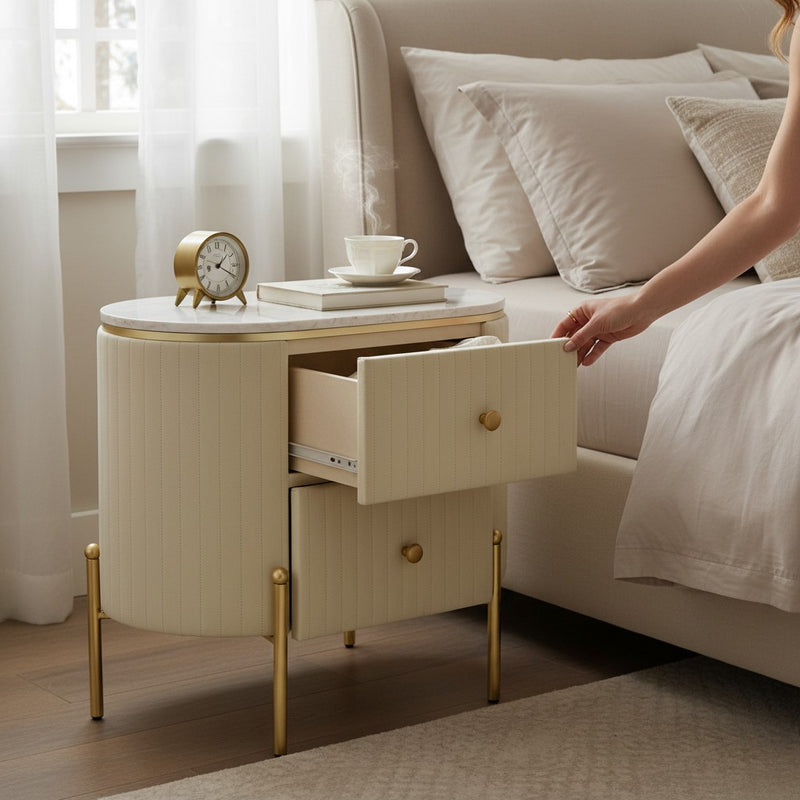 MarbleEdge 2-Drawer Side Table