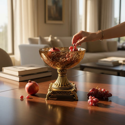 Antique Amber Heavy Glass Pedestal Bowl