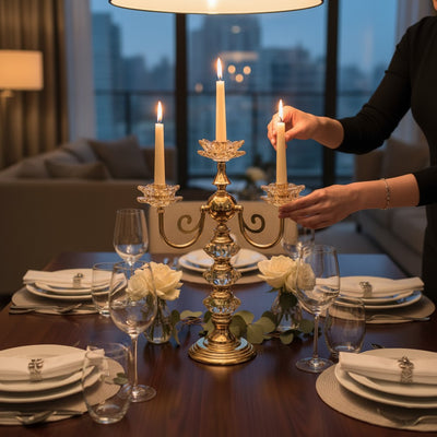 Regal Crystal & Metallic Candle Column