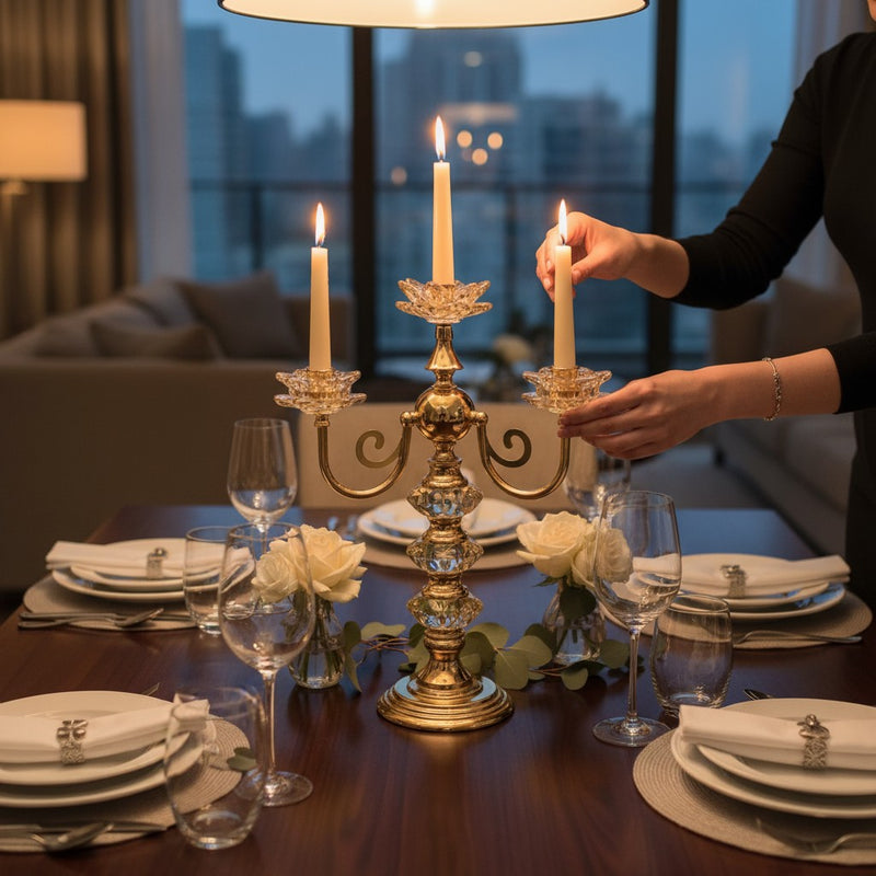 Regal Crystal & Metallic Candle Column
