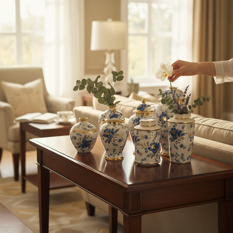 Royal Bloom Porcelain Candy Urns, Jars and Vases