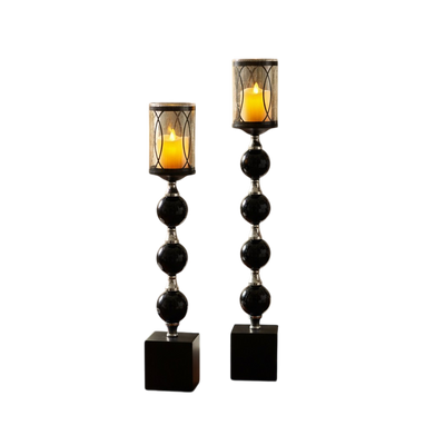 Noir Orb Black Vintage Metallic Candle Stand