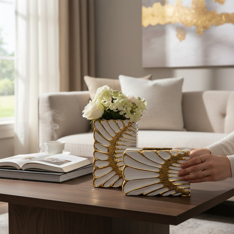 Opal Crest Ceramic Vase (Pair)