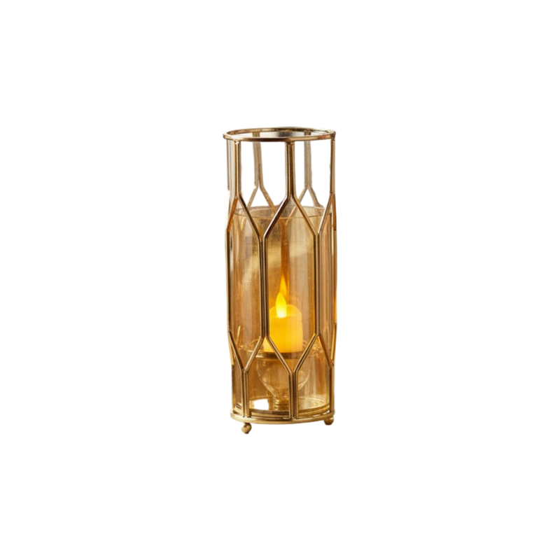 Celestial Bloom Crystal & Brass Candle Stand