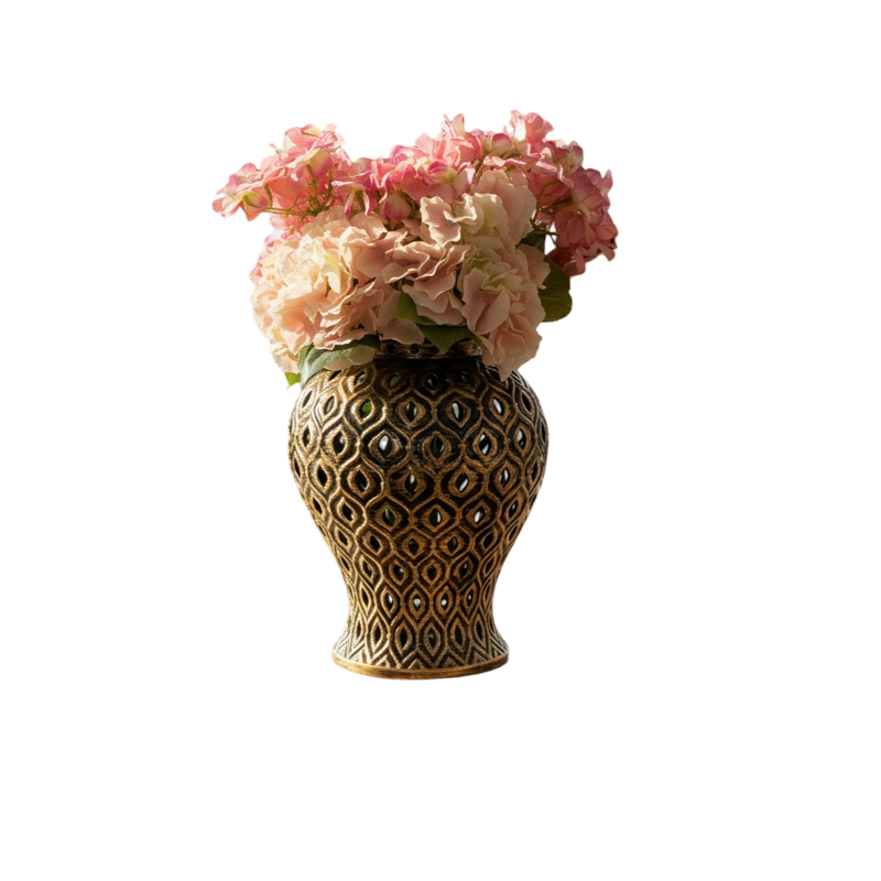 Vintage Rustic Ceramic Floral Vase