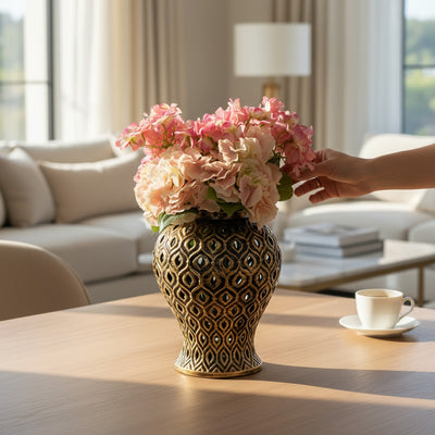 Vintage Rustic Ceramic Floral Vase