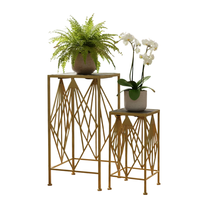 Vintage Brasswood Artisan Side Tables