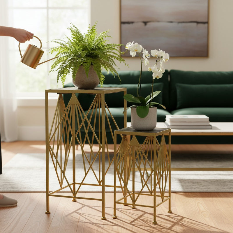 Vintage Brasswood Artisan Side Tables