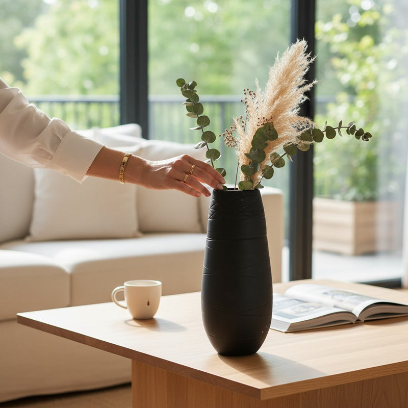 Golden Leaf Artisan Ceramic Vase