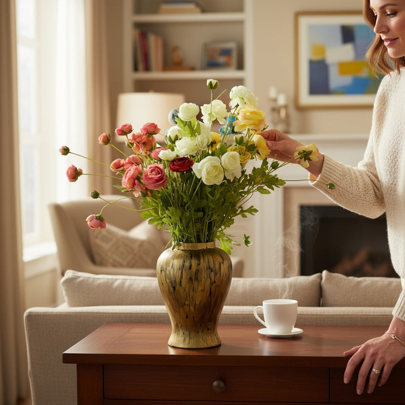 Crimson Aura Ceramic Floral Vase