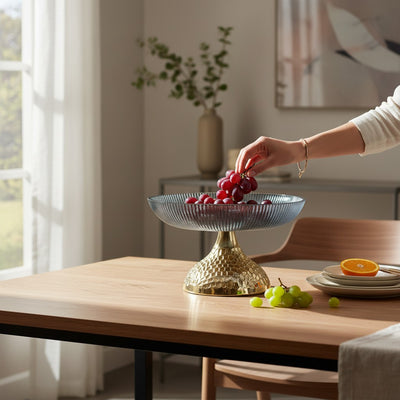 Azure Crest Modern Blue Glass Bowl